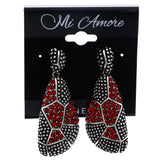 Mi Amore Antiqued Drop-Dangle-Earrings Silver-Tone/Red