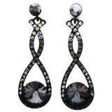 Mi Amore AB Finish Drop-Dangle-Earrings Black/Silver-Tone