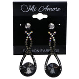 Mi Amore AB Finish Drop-Dangle-Earrings Black/Silver-Tone