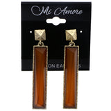 Mi Amore Spike Textured Drop-Dangle-Earrings Brown & Gold-Tone