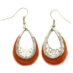 Mi Amore Filigree Dangle-Earrings Orange/Gold-Tone