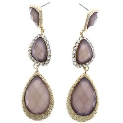 Mi Amore Faceted Textured Drop-Dangle-Earrings Brown & Gold-Tone
