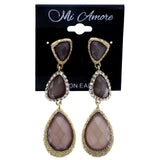 Mi Amore Faceted Textured Drop-Dangle-Earrings Brown & Gold-Tone