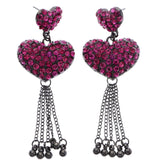 Mi Amore Heart Drop-Dangle-Earrings Silver-Tone/Pink