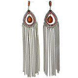 Mi Amore Antiqued Tassel Faceted Drop-Dangle-Earrings Gold-Tone & Orange