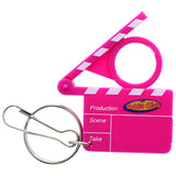 Mi Amore Clap Board Hidden Magnifying Glass Split-Ring-Keychain Pink & White