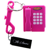 Mi Amore Retro Telephone Address Book Hidden Pen Picture-Frame-Keychain Pink & Silver-Tone