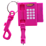 Mi Amore Retro Telephone Address Book Hidden Pen Picture-Frame-Keychain Pink & Silver-Tone