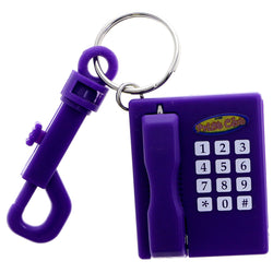 Mi Amore Retro Telephone Address Book Hidden Pen Picture-Frame-Keychain Purple & Silver-Tone