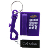 Mi Amore Retro Telephone Address Book Hidden Pen Picture-Frame-Keychain Purple & Silver-Tone