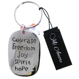 Mi Amore Courage Freedom Joy Spirit Hope Patriotic Split-Ring-Keychain Silver-Tone & Black
