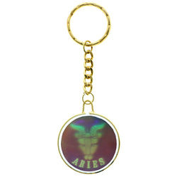 Mi Amore Zodiac Hologram Aries Ram Split-Ring-Keychain Multicolor & Gold-Tone
