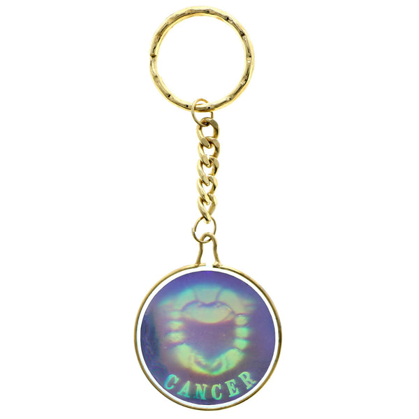Mi Amore Zodiac Hologram Cancer Crab Split-Ring-Keychain Multicolor & Gold-Tone