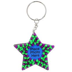 Mi Amore Squishy Spike Star Picture-Frame-Keychain Green & Purple