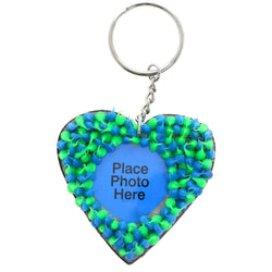 Mi Amore Squishy Spike Heart Picture-Frame-Keychain Green & Blue