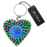 Mi Amore Squishy Spike Heart Picture-Frame-Keychain Green & Purple