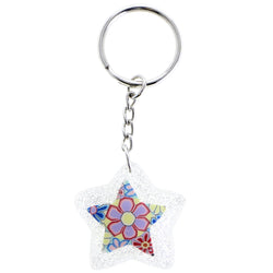 Mi Amore Star Flower Split-Ring-Keychain Multicolor & Silver-Tone