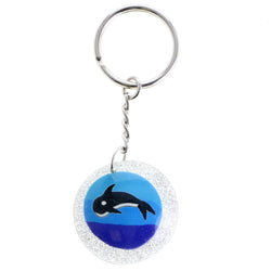 Mi Amore Orca Whale Ocean Split-Ring-Keychain Blue & Silver-Tone
