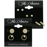Mi Amore Shapes Crystal Multiple-Earring-Set Gold-Tone
