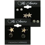 Mi Amore Star Crystal Multiple-Earring-Set Gold-Tone & Black
