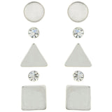 Mi Amore Shapes Crystal Multiple-Earring-Set Silver-Tone