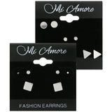 Mi Amore Shapes Crystal Multiple-Earring-Set Silver-Tone