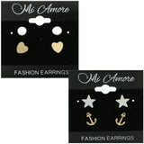 Mi Amore Hearts Stars Anchors Multiple-Earring-Set Silver-Tone/Gold-Tone