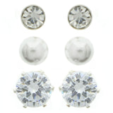 Mi Amore Multiple-Earring-Set Silver-Tone