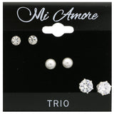 Mi Amore Multiple-Earring-Set Silver-Tone