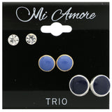 Mi Amore Blue Multiple-Earring-Set Silver-Tone/Gold-Tone