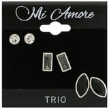 Mi Amore Multiple-Earring-Set Silver-Tone/Black