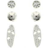Mi Amore Feather Multiple-Earring-Set Silver-Tone