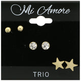 Mi Amore Star Multiple-Earring-Set Gold-Tone