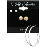 Mi Amore Multiple-Earring-Set Silver-Tone/Bronze-Tone