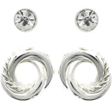 Mi Amore Multiple-Earring-Set Silver-Tone