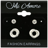 Mi Amore Multiple-Earring-Set Silver-Tone