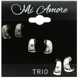 Mi Amore Multiple-Earring-Set Silver-Tone/Dark-Silver