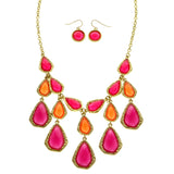 Mi Amore Necklace-Earring-Set Pink/Gold-Tone