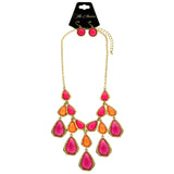 Mi Amore Necklace-Earring-Set Pink/Gold-Tone