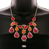 Mi Amore Necklace-Earring-Set Pink/Gold-Tone