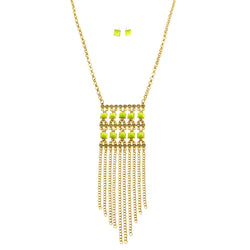 Mi Amore Tassel Multiple-Necklace-Set Gold-Tone/Green