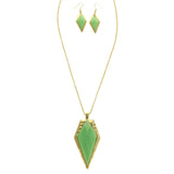 Mi Amore Necklace-Earring-Set Green/Gold-Tone