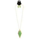 Mi Amore Necklace-Earring-Set Green/Gold-Tone