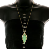 Mi Amore Necklace-Earring-Set Green/Gold-Tone