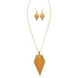 Mi Amore Necklace-Earring-Set Peach/Gold-Tone