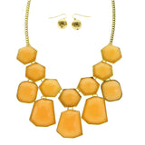 Mi Amore Necklace-Earring-Set Peach/Gold-Tone