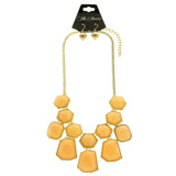 Mi Amore Necklace-Earring-Set Peach/Gold-Tone