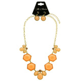 Mi Amore Necklace-Earring-Set Peach/Gold-Tone