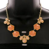 Mi Amore Necklace-Earring-Set Peach/Gold-Tone