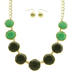 Mi Amore Necklace-Earring-Set Gray/Green